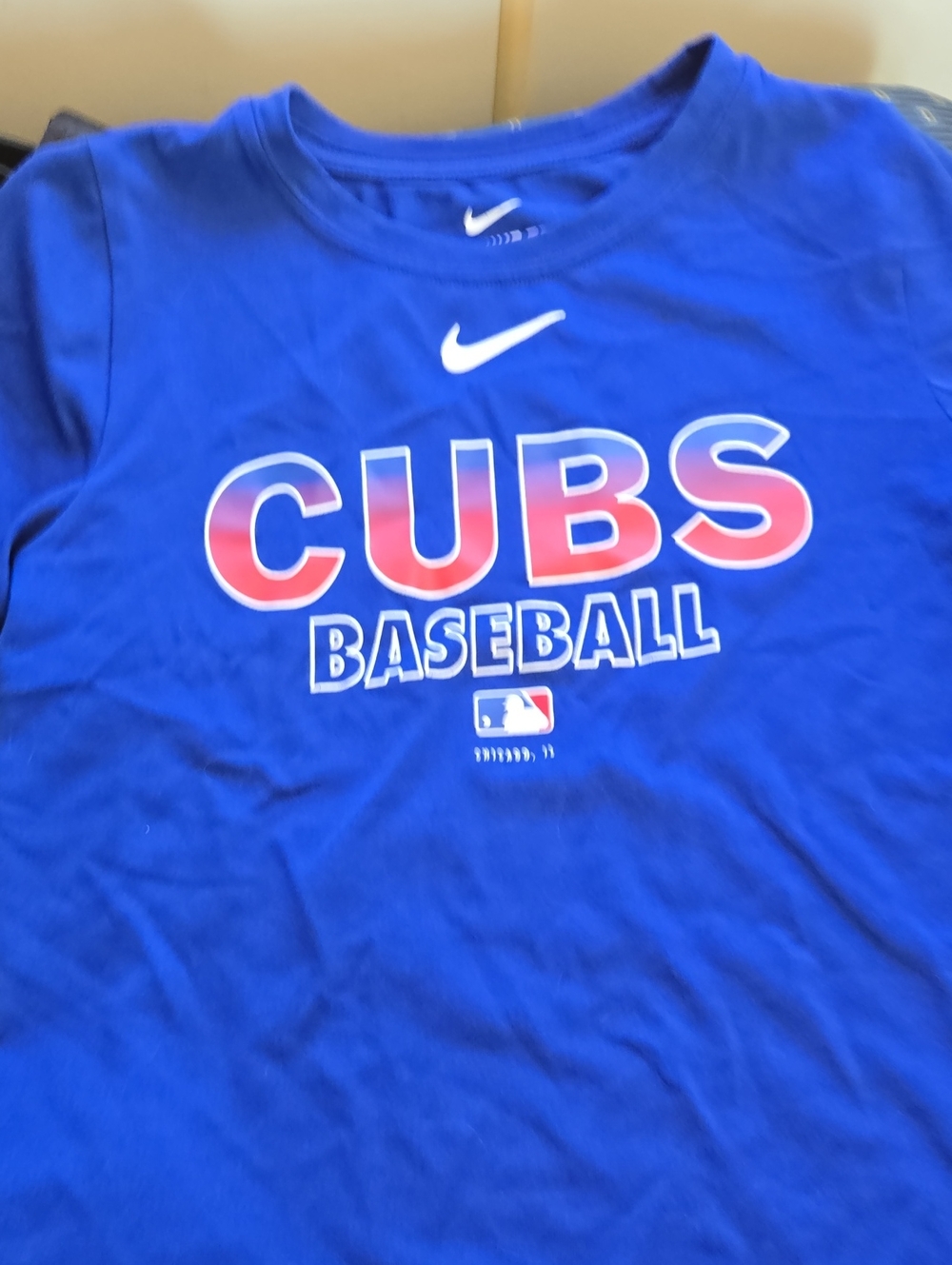 Nike Kids CUBS Baseball Tee - Blue with Red & White Logo